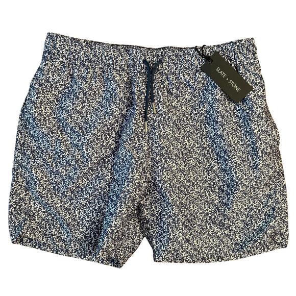 Slate & Stone Cabo Mesh Lined Swim Suit Trunks 5.5” Inseam Blue Pattern Size XL - Picture 1 of 9